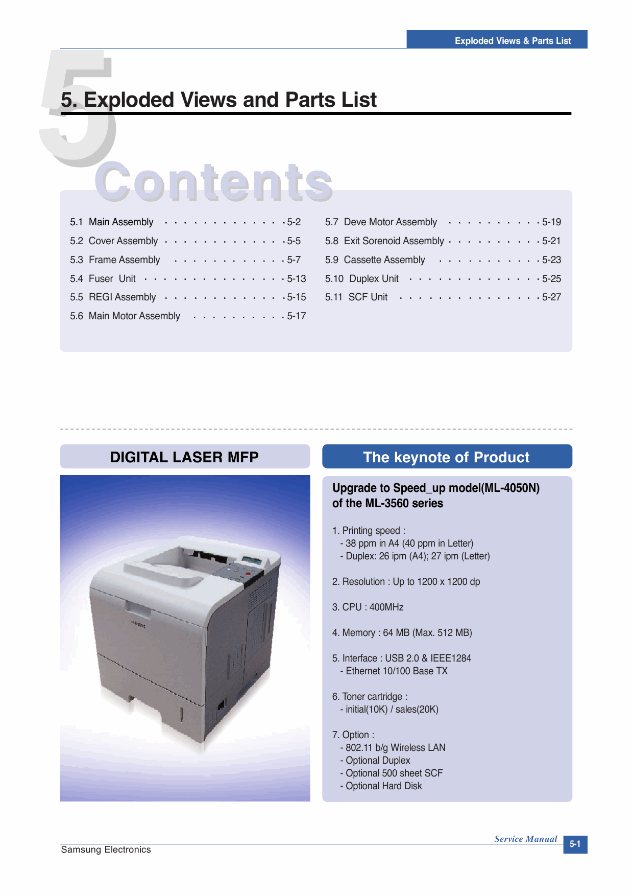 Samsung Laser-Printer ML-4050N Parts Manual-1